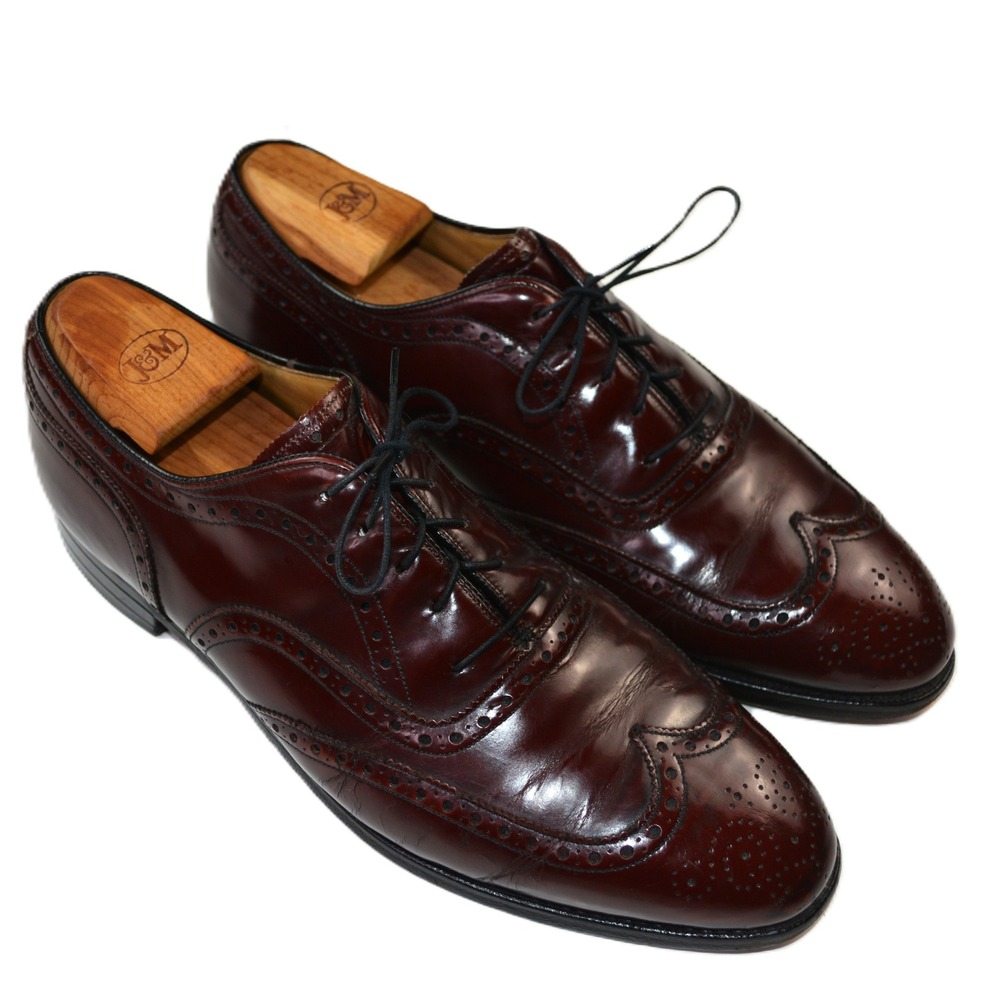 Johnston & Murphy Aristocraft Mens 11 Burgundy Leather Wingtip‎ Oxford USA Made